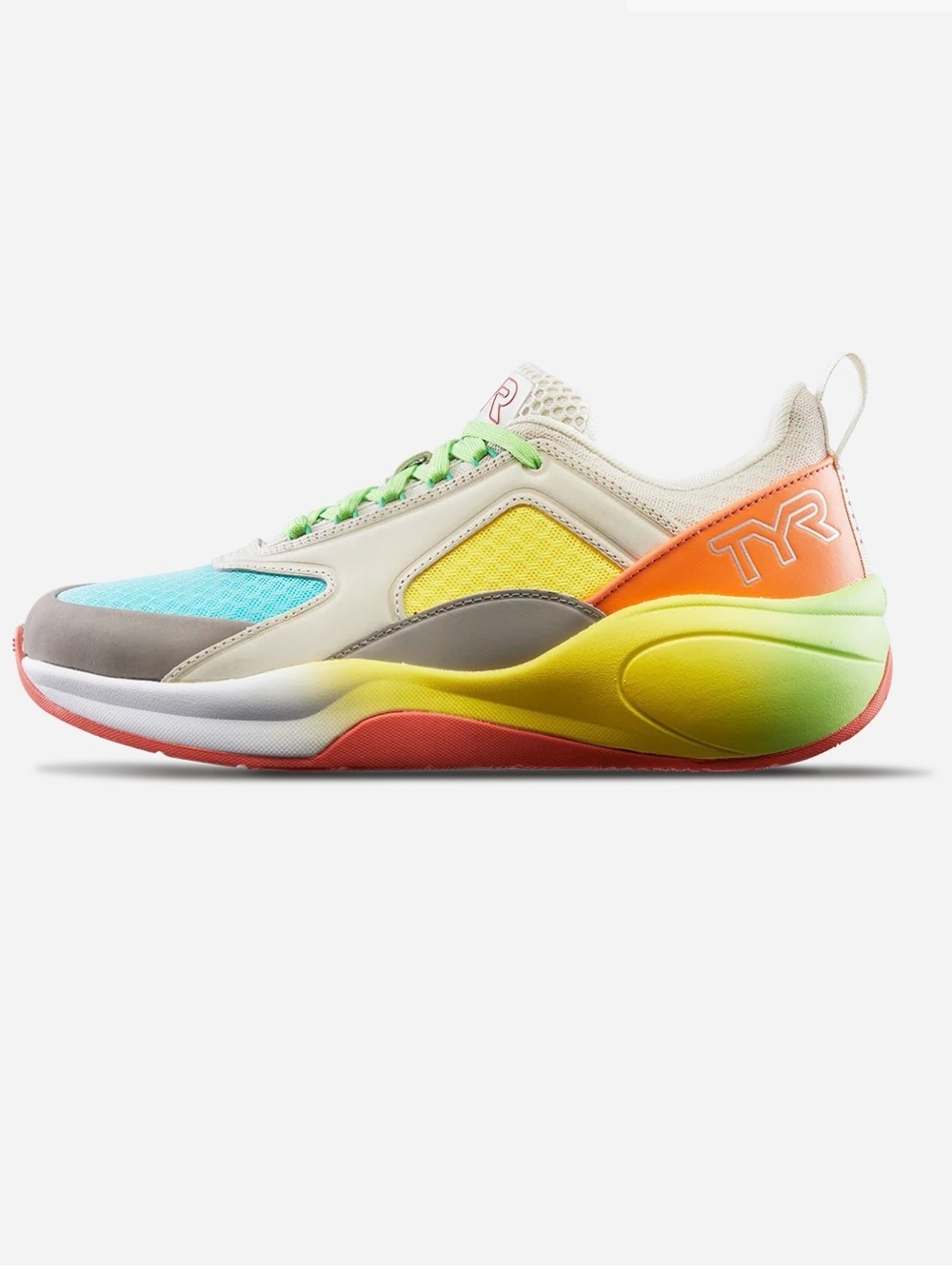 TYR Women’s Cream Sneakers with Turquoise, Yellow & Coral Gradient